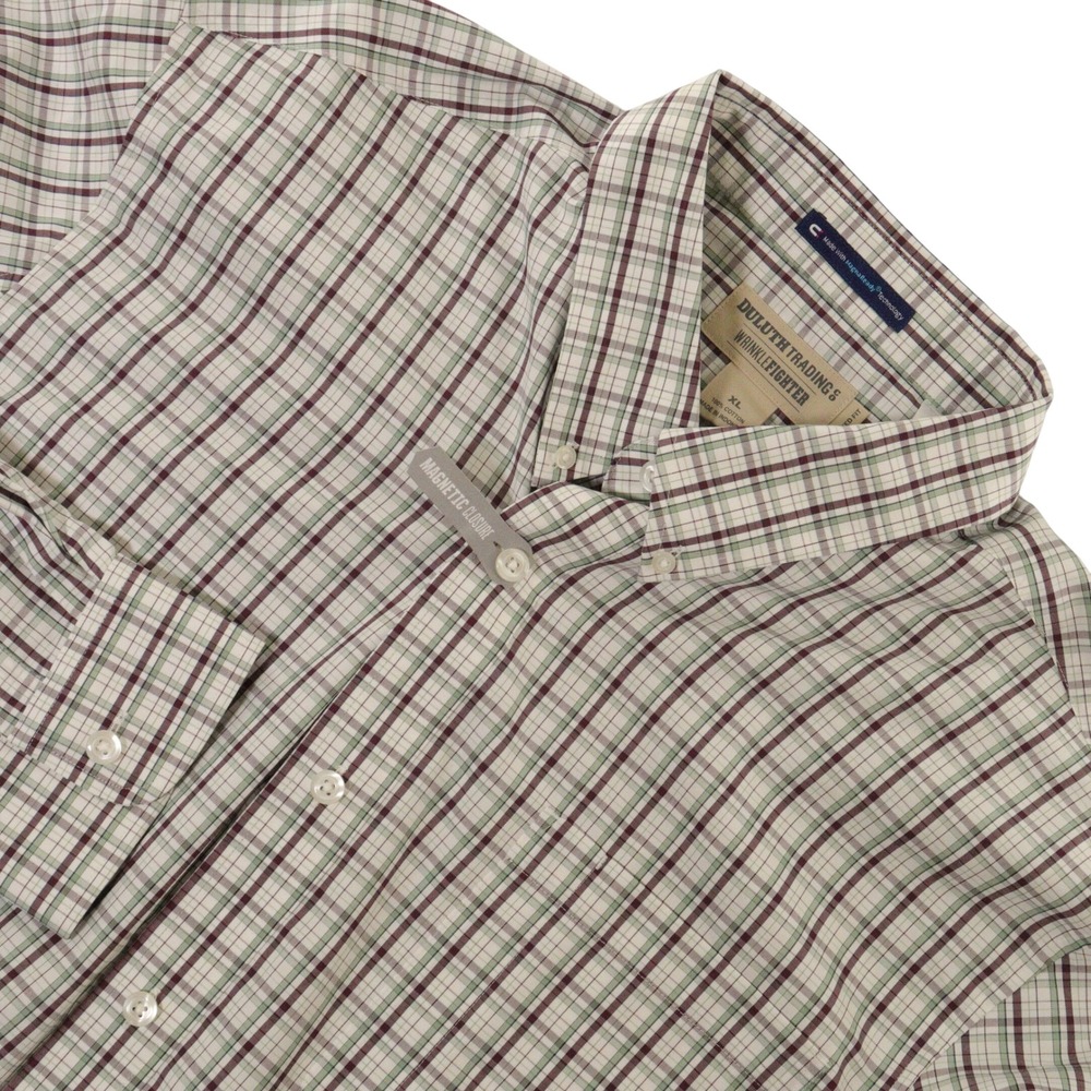 Duluth Trading Co Button Down Shirt MagnaReady Wrinklefighter Plaid Men XL NWT